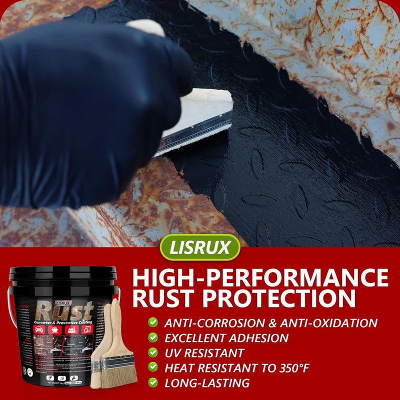 LISRUX Rust Converter & Metal Primer, 141 Fl Oz Black Rust Inhibitor Paint for Metal, Automotive Rust Reformer, Industrial Grade Water Based, Heat Resistance & UV Resistant - Image 4
